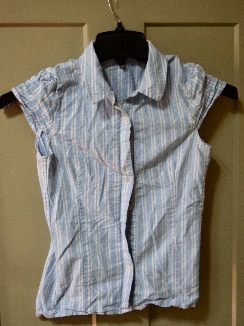 Brandy Melville Blue Striped Collared Top